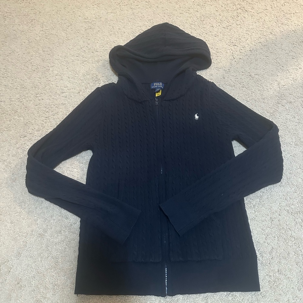 Polo by Ralph Lauren Big Kid Girl navy Zip-Up hoodedSweater
